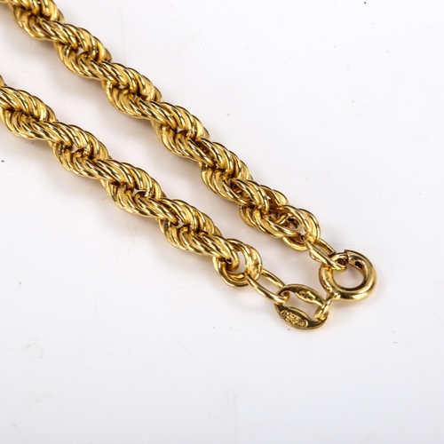 569 - A late 20th century 9ct gold rope twist chain bracelet, hallmarks London 1984, length 18cm, 3.1g