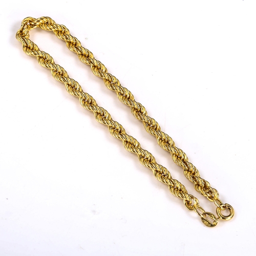 569 - A late 20th century 9ct gold rope twist chain bracelet, hallmarks London 1984, length 18cm, 3.1g