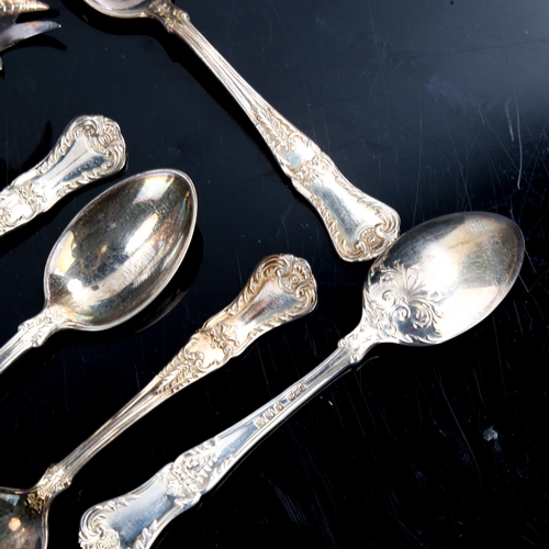 585 - A cased set of 6 silver Richmond pattern teaspoons and matching sugar tongs, by Gorham Manufacturing... 