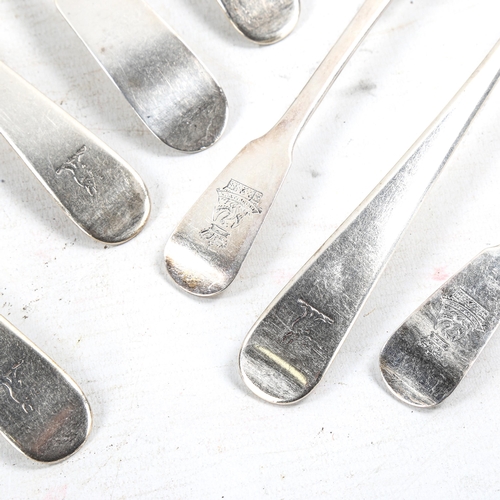 589 - A group of Georgian Irish silver spoons, comprising 6 x Old English pattern table spoons, by Tudor &... 