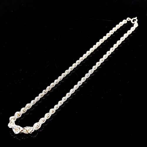 617 - A modern silver ropetwist chain necklace, necklace length 46cm, 40.8g