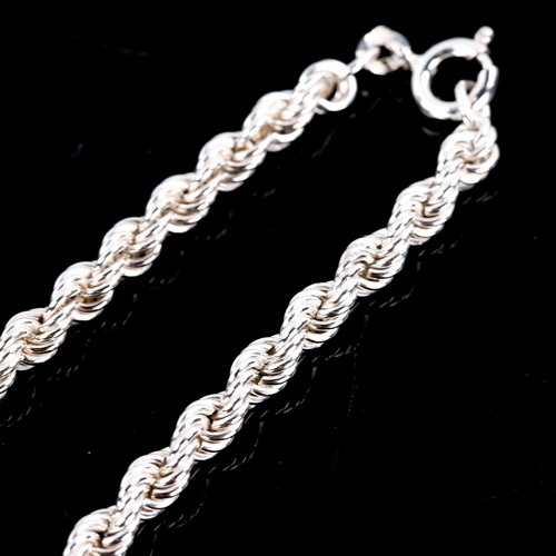 617 - A modern silver ropetwist chain necklace, necklace length 46cm, 40.8g