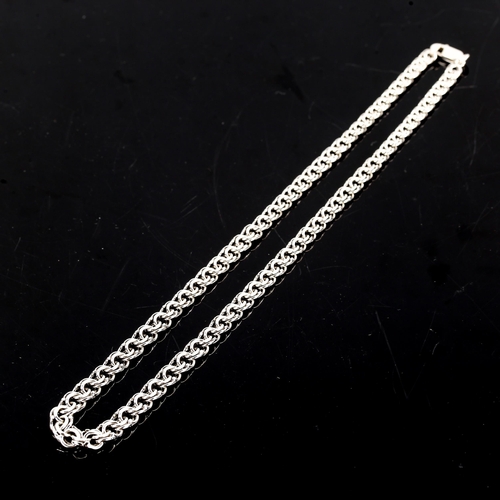 618 - A modern silver double link chain necklace, necklace length 44cm, 30g