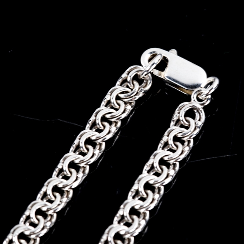 618 - A modern silver double link chain necklace, necklace length 44cm, 30g