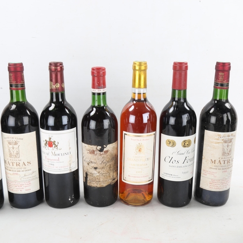 1043 - A mixed case of 9 bottles of French wine, 3 Chateau Matras 1990, Clos Fourtet 1990, Chateau Lapellet... 