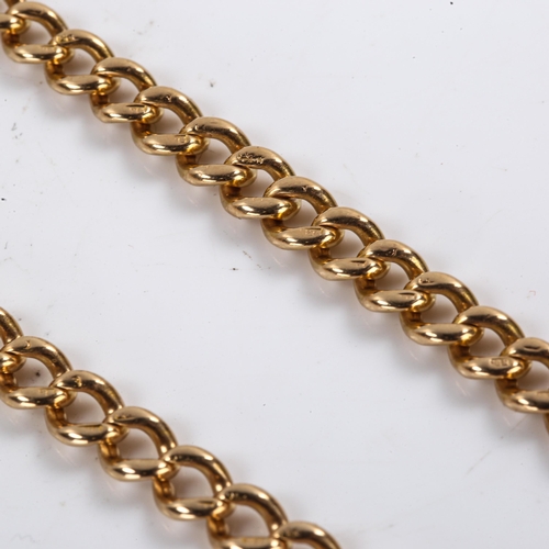 154 - A Victorian 15ct gold graduated curb link chain necklace, with foliate engraved barrel clasp, neckla... 