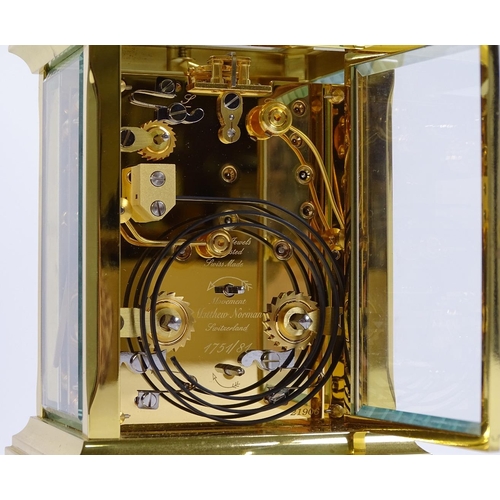 A modern Matthew Norman Anglaise style grande carriage clock, 8