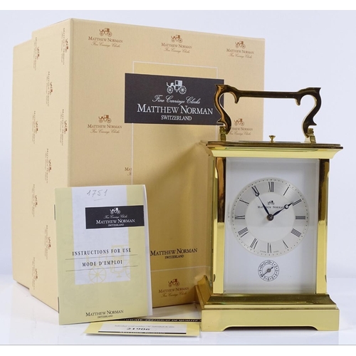 A modern Matthew Norman Anglaise style grande carriage clock, 8