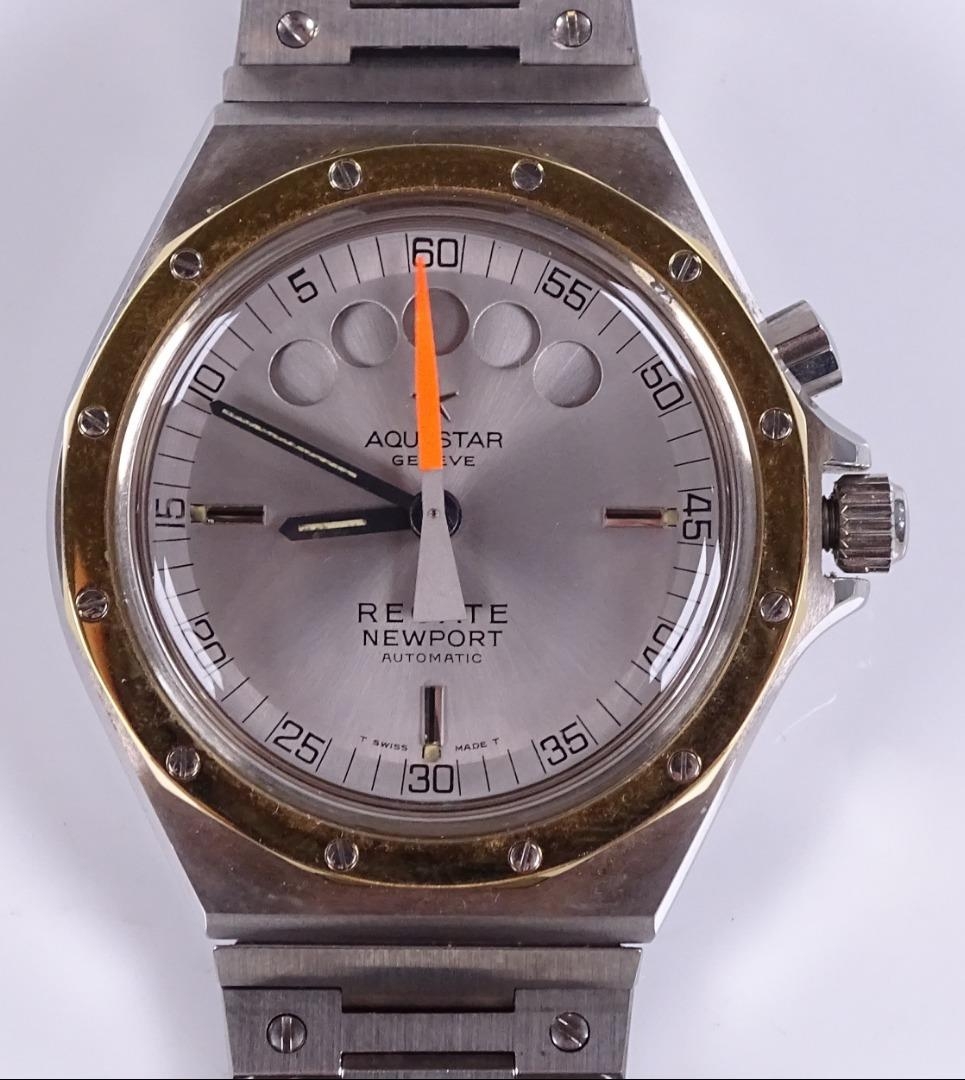 A gent s Aquastar Geneve Regate Newport automatic yachting wristwatch stainless steel case with swe