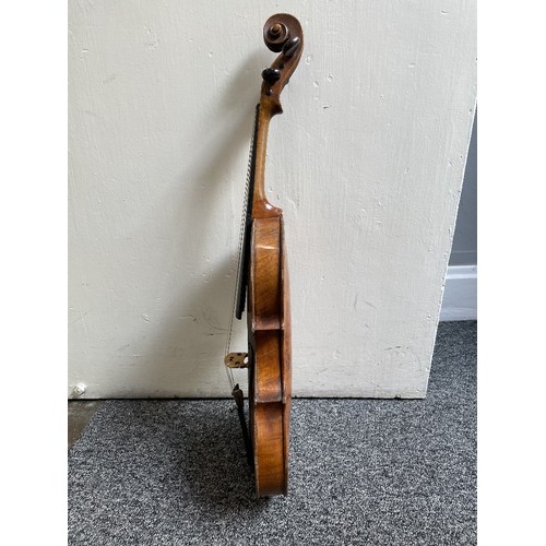 1050 - An Antique violin, probably late 19th century, with 1-piece back, back length 36cm, with case