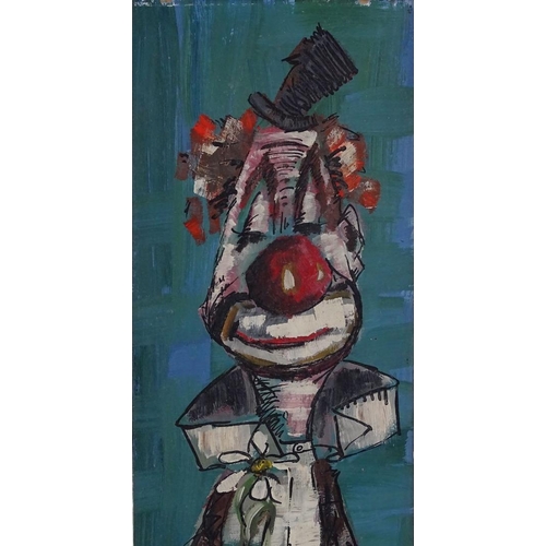 C Rox, oil on board circa 1950s, clown, signed, 26.5