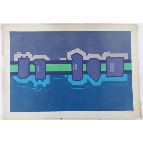 Gerald Clements, 3 screen prints, abstract compositions, all signed in ...