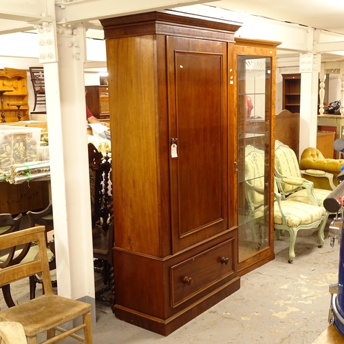 2541 - A Victorian mahogany wardrobe, with single panelled door, and drawer to the base, W97cm, H200cm, D46... 