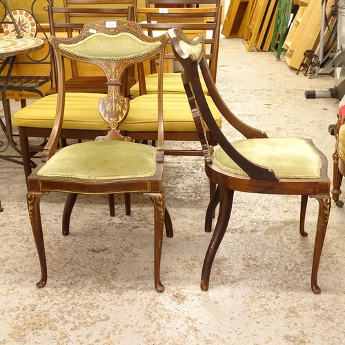 2545 - A pair of late Victorian mahogany and marquetry decorated parlour chairs