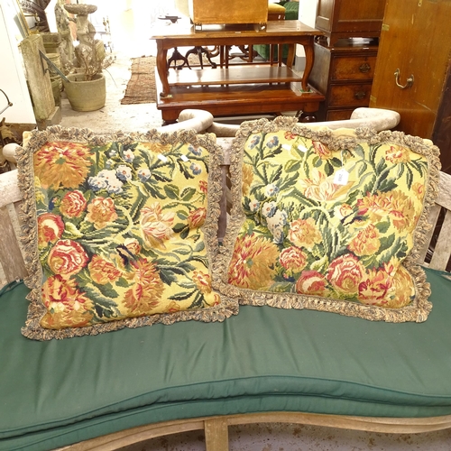 2568 - A pair of Chelsea Textiles Tapestry Cushions with fringed edges