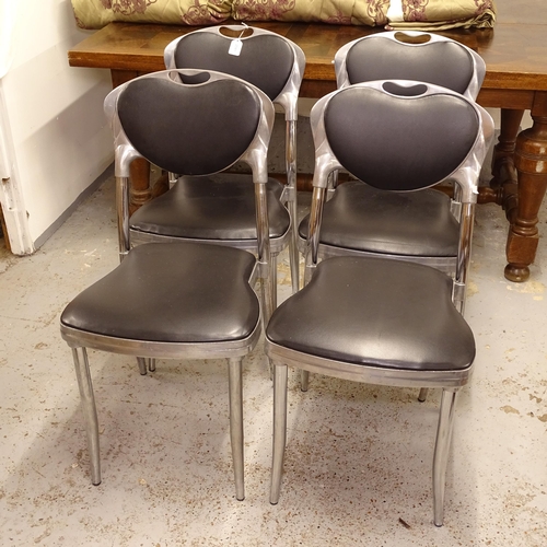 2581 - A set of 4 mid-century diner style chairs, in cast-aluminium, with maker's mark MB