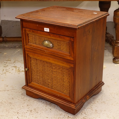 2584 - A small hardwood bedside cabinet with single drawer, W48cm, H62cm, D41cm