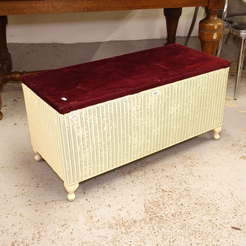 2587 - A cream painted rectangular Lloyd Loom ottoman, L91cm