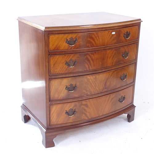 2069 - A mahogany bow-front chest of 4 drawers, W80cm, H53cm, D53cm