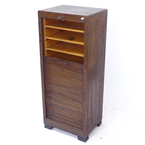 2072 - An Edwardian mahogany tambour-front filing cabinet, W46cm, H115cm, D36cm