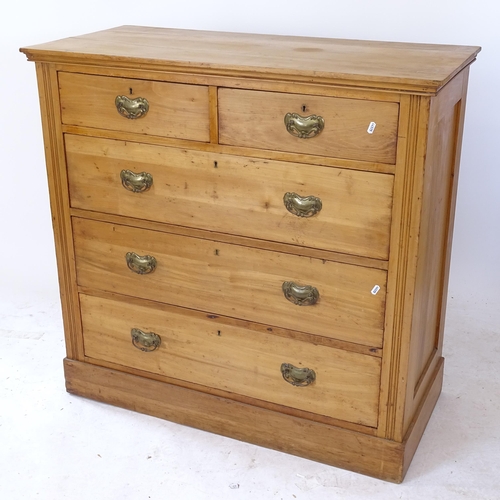 2085 - An Art Nouveau satinwood 5-drawer chest, W104cm, H100cm, D49cm