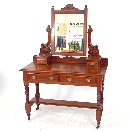 2092 - An Edwardian mahogany dressing table, W107cm, H156cm, D48cm