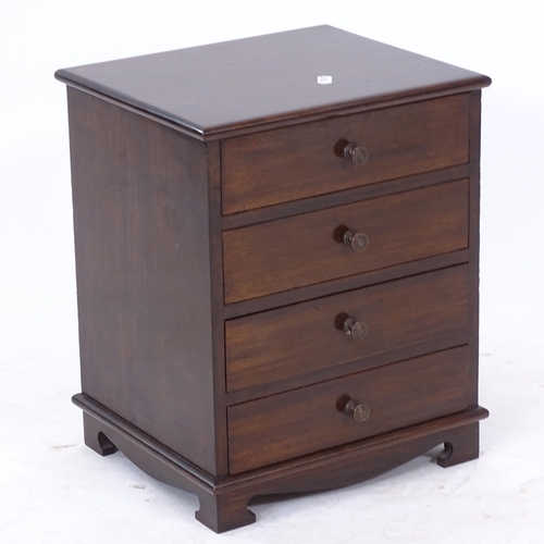 2106 - A small apprentice piece design table-top chest of 4 short drawers, with bracket feet, W30cm, H36cm,... 