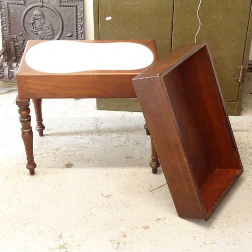 2616 - A Georgian mahogany bidet on turned legs, W55cm, H48cm, D36cm