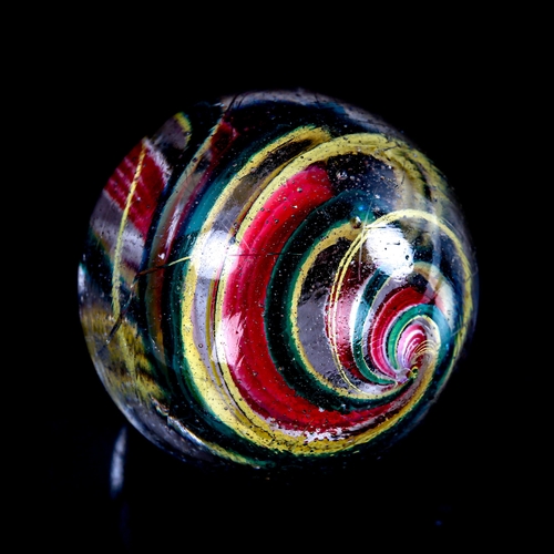 103 - A large Antique handmade marble, multi-colour swirl, diameter 5.1cm