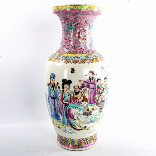 107 - A Chinese porcelain vase decorated with figures and text, height 45cm