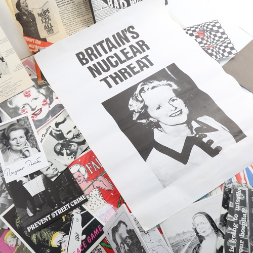 113 - A collection of Margaret Thatcher related ephemera, including a signed postcard, posters and various... 