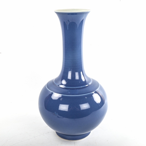 140 - A Chinese powder blue glaze porcelain narrow-neck vase, 6 character mark, height 39cm