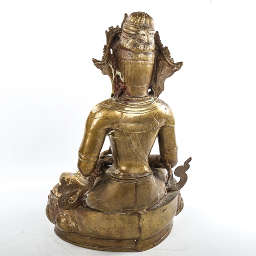 147 - A Chinese polished bronze seated Buddha, height 39cm