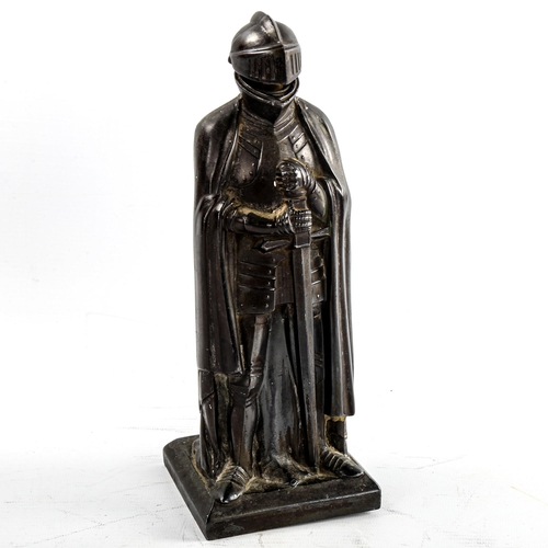 151 - A spelter knight figure table lighter, early 20th century, height 25cm