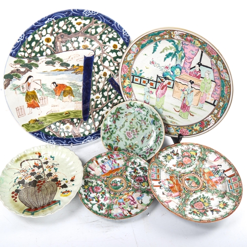 162 - 6 various Oriental chargers and plates, largest 36cm diameter