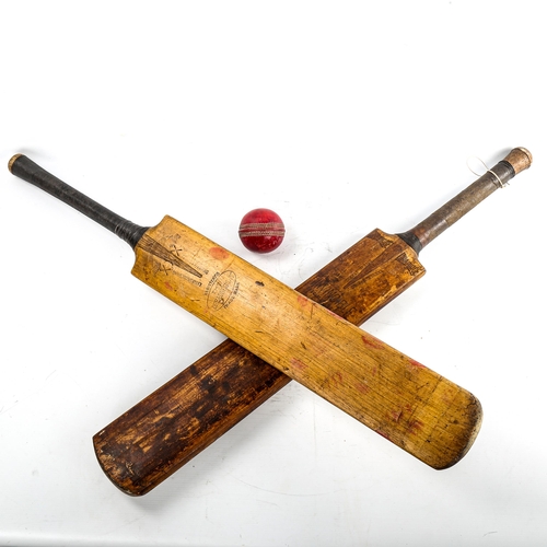 165 - DON BRADMAN CRICKET INTEREST - a Gradidge short handle cricket bat bearing several faint signatures,... 