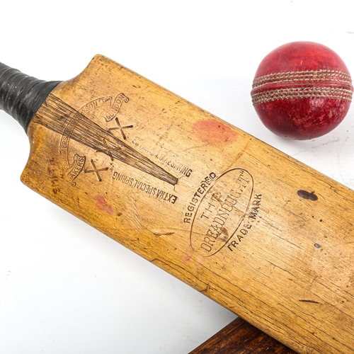 165 - DON BRADMAN CRICKET INTEREST - a Gradidge short handle cricket bat bearing several faint signatures,... 