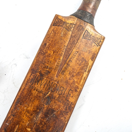 165 - DON BRADMAN CRICKET INTEREST - a Gradidge short handle cricket bat bearing several faint signatures,... 