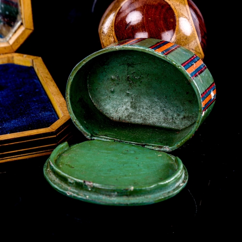 170 - A 19th century trinket box with printed Alpine scene lid, length 13.5cm, a Luzern specimen wood darn... 