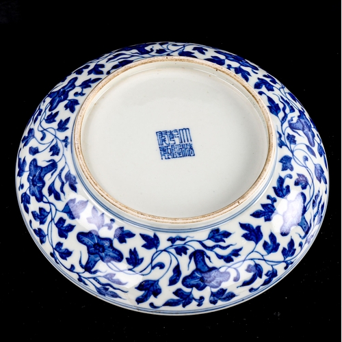 187 - A Chinese blue and white porcelain bowl, exotic fruit design, seal mark, diameter 23cm