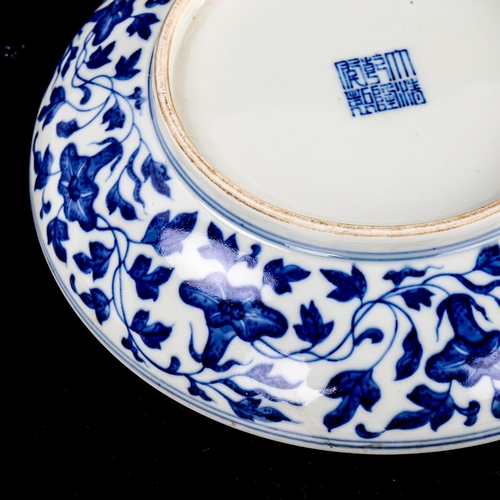 187 - A Chinese blue and white porcelain bowl, exotic fruit design, seal mark, diameter 23cm