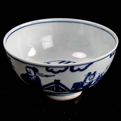 196 - A Chinese blue and white porcelain rice bowl, 6 character mark, diameter 12cm