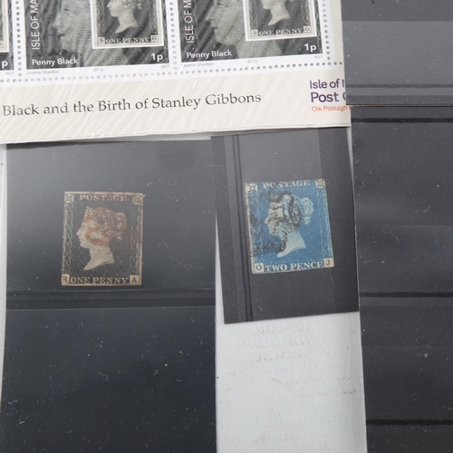 199 - A group of early postage stamps, including Penny Black and Penny Reds