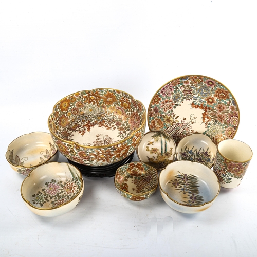 70 - A group of Japanese Satsuma porcelain, including a bowl with painted and gilded decoration, diameter... 