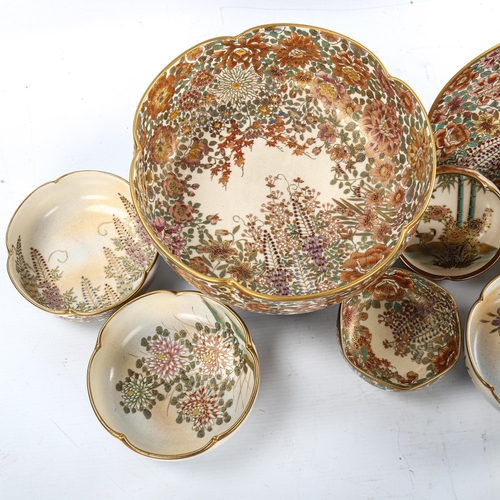 70 - A group of Japanese Satsuma porcelain, including a bowl with painted and gilded decoration, diameter... 