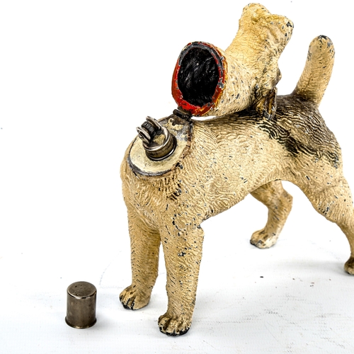 78 - A cold painted metal novelty lighter in the form of an Airedale Terrier, mid-20th century, length ap... 