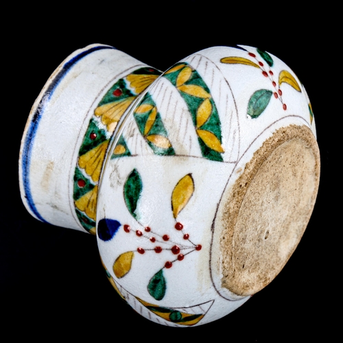 87 - A small Turkish pottery Kutahya vase, with painted decoration, height 8cm, rim diameter 7cm