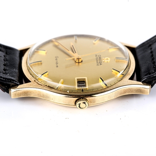 403 - OMEGA -a Vintage 9ct gold Geneve automatic wristwatch, ref. 161/25421, circa 1971, champagne dial wi... 