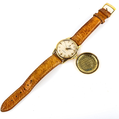 406 - OMEGA - a Vintage 18ct gold Seamaster automatic wristwatch, circa 1958, silvered dial with baton and... 