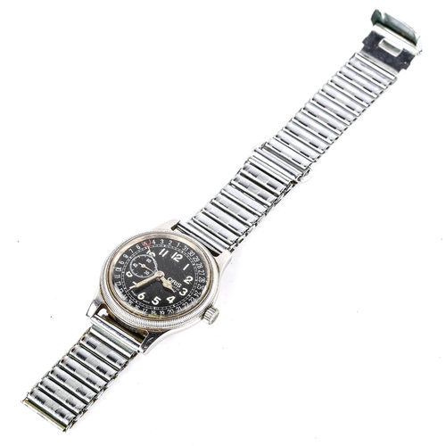 407 - ORIS - a Vintage stainless steel Pointer Date automatic bracelet watch, ref. 2462, black dial with l... 